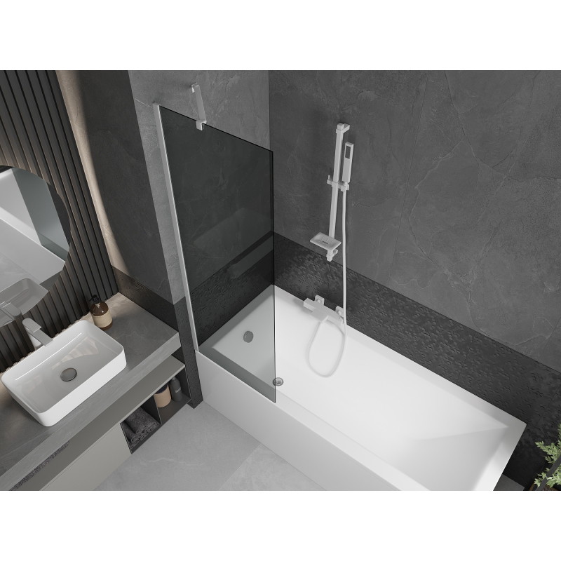 Mexen Next 1-panel bathtub screen 60 x 150 cm, graphite, white - 895-060-000-00-40-20