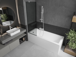 Mexen Next 1-wing bathtub screen 60 x 150 cm, Graphite, White - 895-060-000-00-40-20