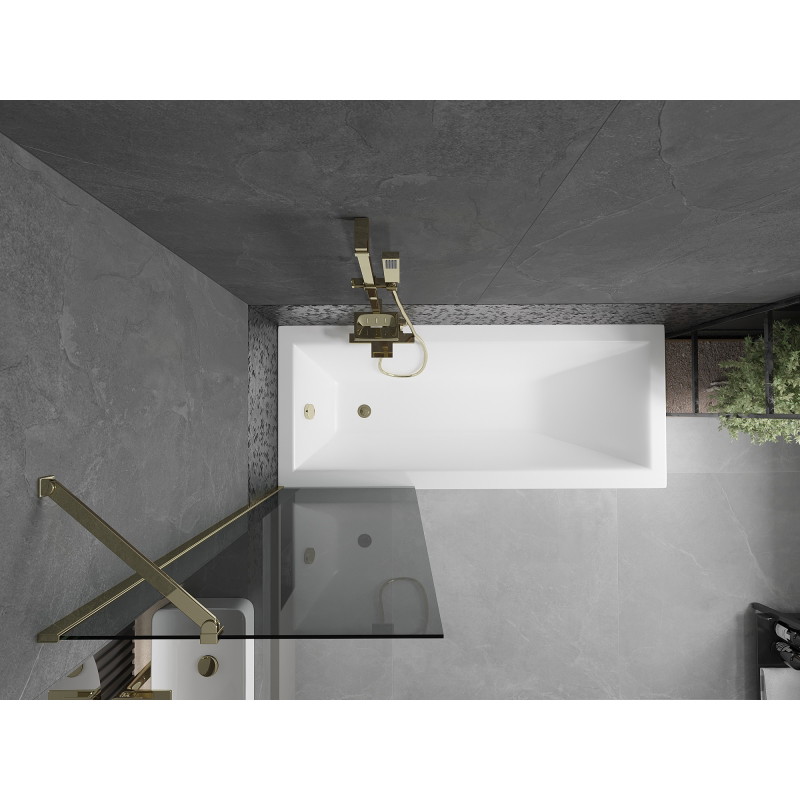 Mexen Next 1-panel bathtub screen 60 x 150 cm, graphite, gold - 895-060-000-00-40-50
