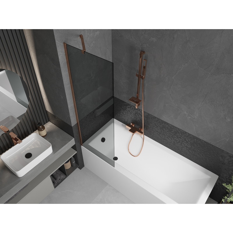 Mexen Next bathtub screen 1-wing 60 x 150 cm, graphite, pink gold - 895-060-000-00-40-60