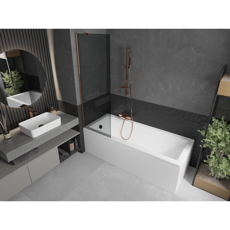 Mexen Next bathtub screen 1-wing 60 x 150 cm, graphite, pink gold - 895-060-000-00-40-60