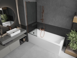 Mexen Next bathtub screen 1-wing 60 x 150 cm, graphite, pink gold - 895-060-000-00-40-60