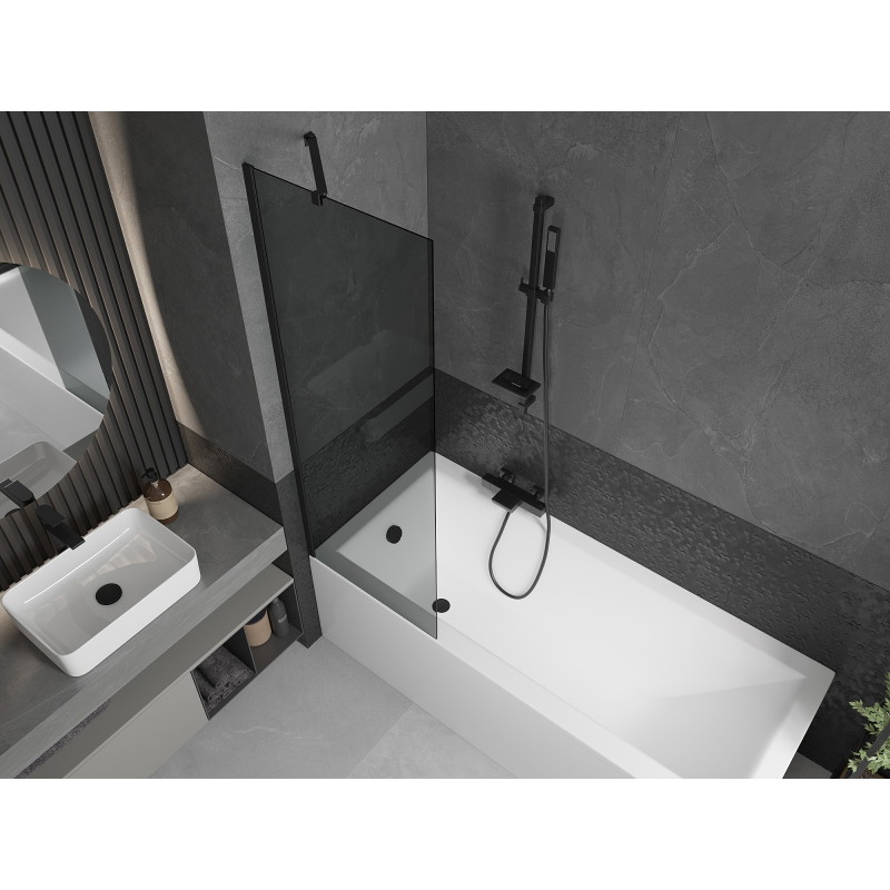 Mexen Next bathtub screen 1-wing 60 x 150 cm, graphite, black - 895-060-000-00-40-70