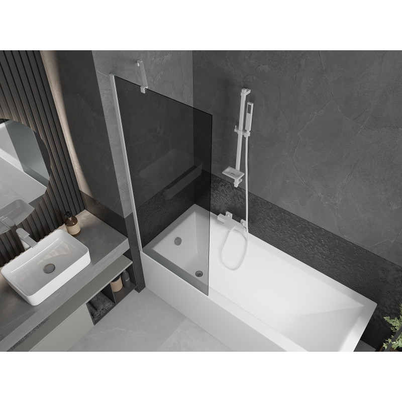 Mexen Next bathtub screen 1-wing 70 x 150 cm, graphite, white - 895-070-000-00-40-20