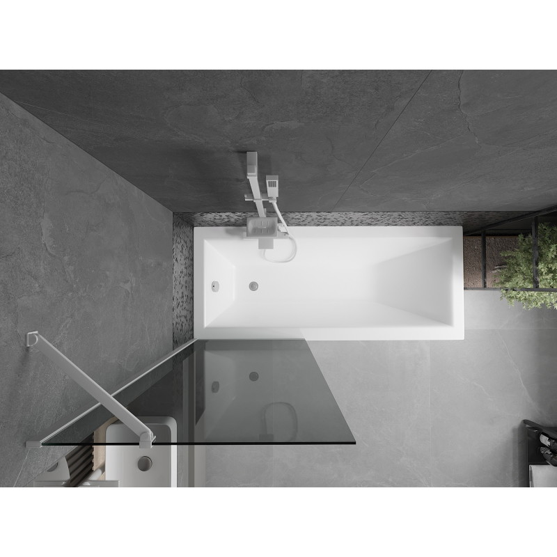 Mexen Next bathtub screen 1-wing 70 x 150 cm, graphite, white - 895-070-000-00-40-20