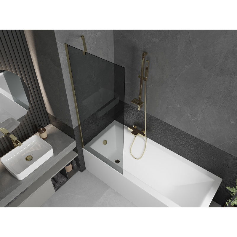 Mexen Next 1-panel shower screen 70 x 150 cm, graphite, gold - 895-070-000-00-40-50