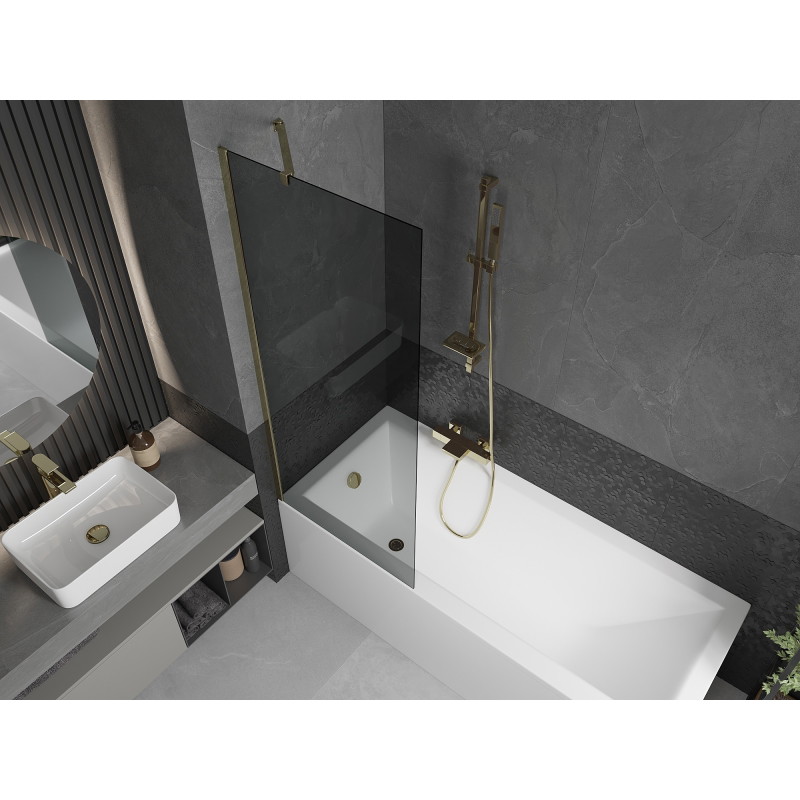 Mexen Next 1-wing bathtub screen 70 x 150 cm, graphite, gold - 895-070-000-00-40-50