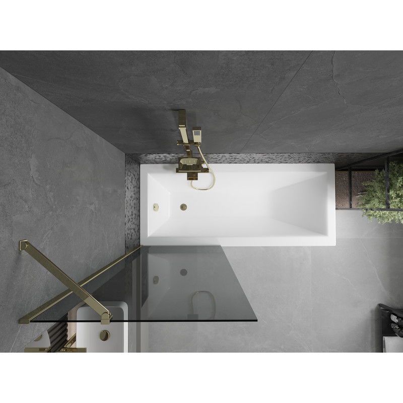 Mexen Next 1-panel shower screen 70 x 150 cm, graphite, gold - 895-070-000-00-40-50
