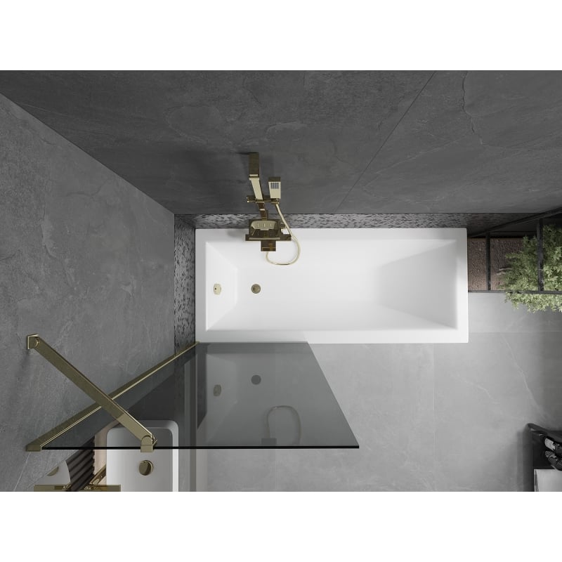 Mexen Next 1-wing bathtub screen 70 x 150 cm, graphite, gold - 895-070-000-00-40-50