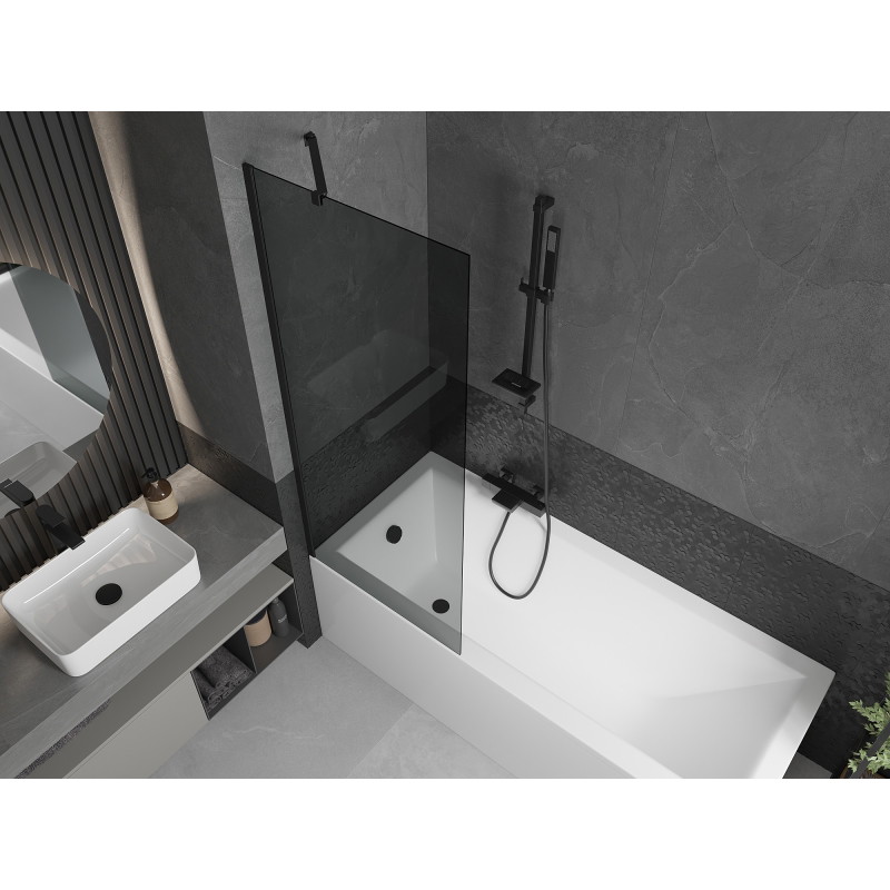 Mexen Next 1-panel bath screen 70 x 150 cm, graphite, black - 895-070-000-00-40-70
