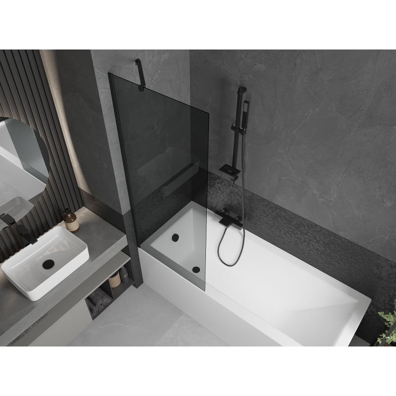 Mexen Next 1-wing bath screen 70 x 150 cm, graphite, black - 895-070-000-00-40-70