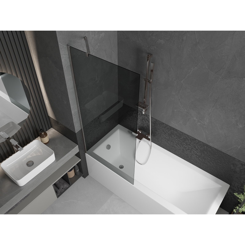 Mexen Next 1-wing bathtub screen 80 x 150 cm, graphite, chrome - 895-080-000-00-40-01