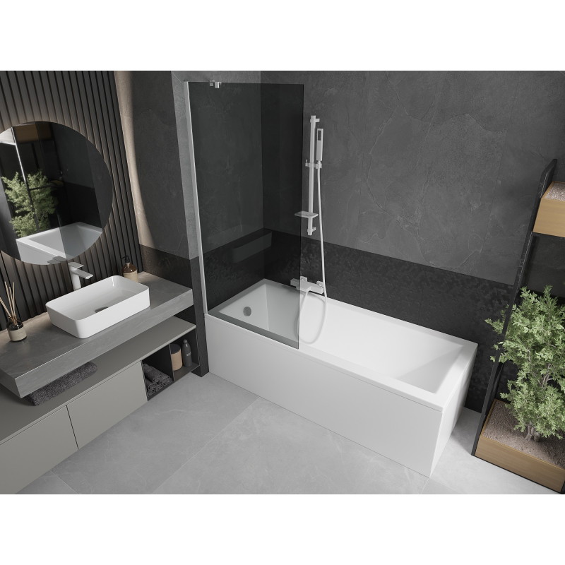 Mexen Next 1-wing bathtub screen 80 x 150 cm, graphite, white - 895-080-000-00-40-20