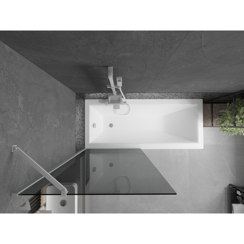 Mexen Next 1-wing bathtub screen 80 x 150 cm, graphite, white - 895-080-000-00-40-20