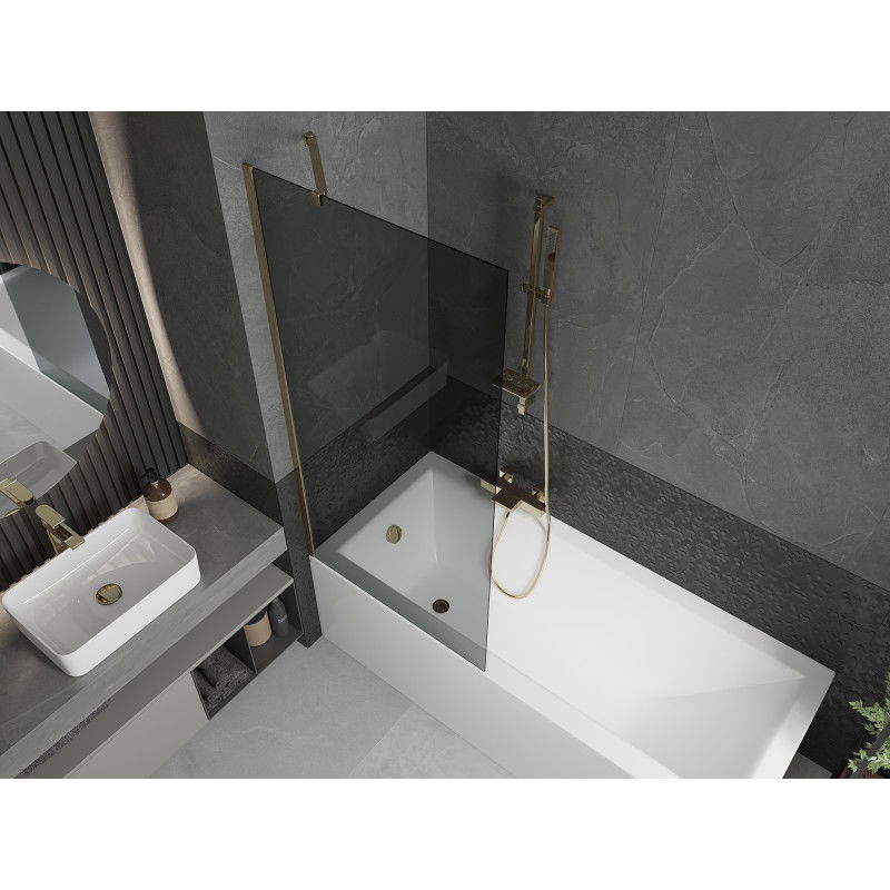 Mexen Next 1-panel shower screen 80 x 150 cm, graphite, gold - 895-080-000-00-40-50