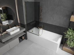 Mexen Next 1-panel bathtub screen 80 x 150 cm, graphite, gold - 895-080-000-00-40-50