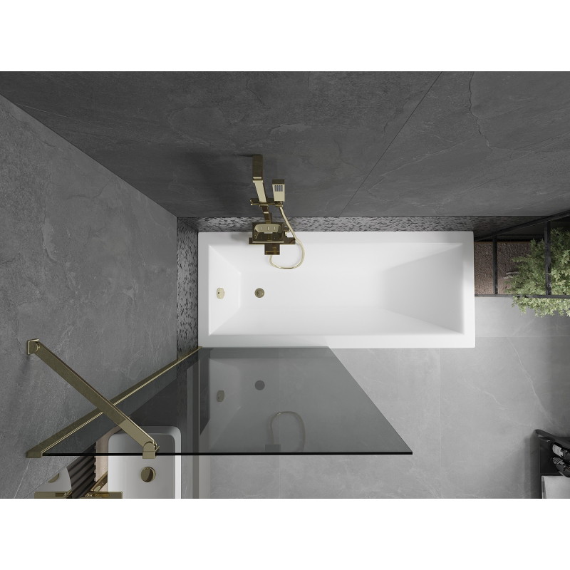 Mexen Next 1-panel bathtub screen 80 x 150 cm, graphite, gold - 895-080-000-00-40-50