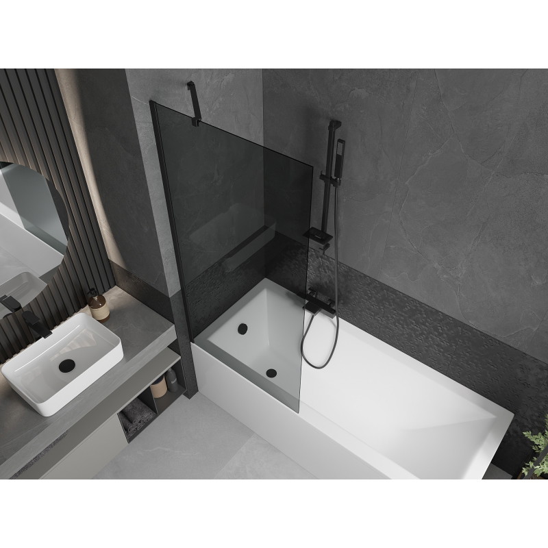 Mexen Next bathtub screen 1-wing 80 x 150 cm, graphite, black - 895-080-000-00-40-70