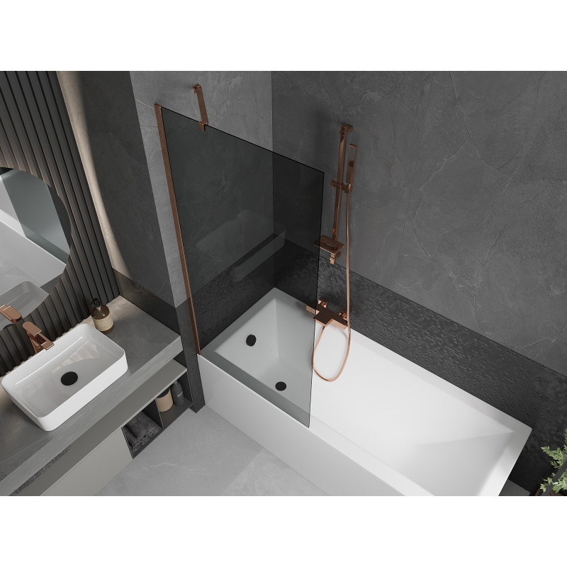 Mexen Next bathtub screen 1-wing 80 x 150 cm, graphite, rose gold - 895-080-000-00-40-60