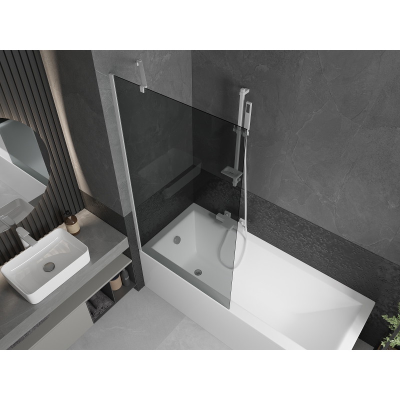Mexen Next 1-panel bathtub screen 90 x 150 cm, graphite, white - 895-090-000-00-40-20