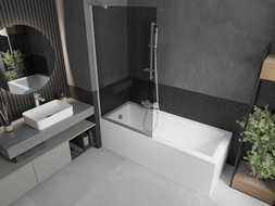 Mexen Next 1-wing bathtub screen 90 x 150 cm, Graphite, White - 895-090-000-00-40-20