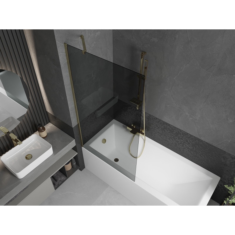 Mexen Next 1-wing bathtub screen 90 x 150 cm, graphite, gold - 895-090-000-00-40-50