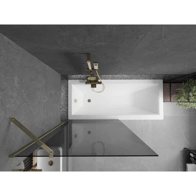 Mexen Next 1-panel bathtub screen 90 x 150 cm, graphite, gold - 895-090-000-00-40-50