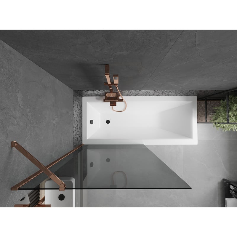 Mexen Next 1-wing bath screen 90 x 150 cm, graphite, rose gold - 895-090-000-00-40-60