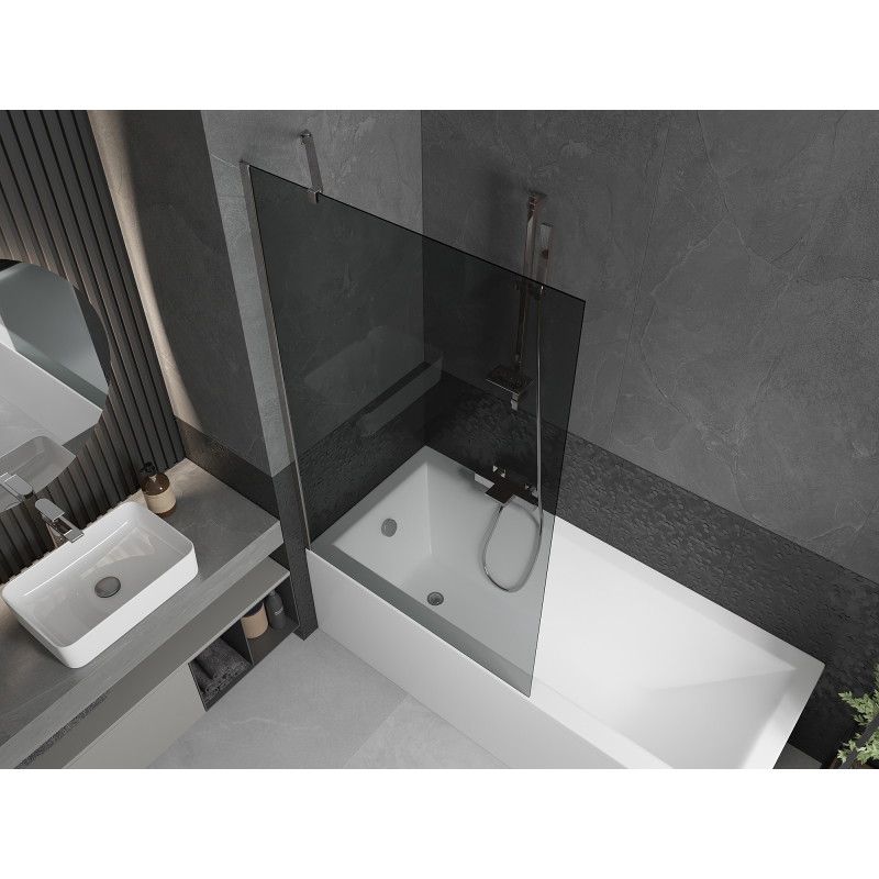 Mexen Next 1-panel bathtub screen 100 x 150 cm, graphite, chrome - 895-100-000-00-40-01