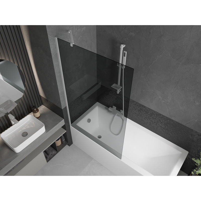 Mexen Next 1-panel bathtub screen 100 x 150 cm, graphite, white - 895-100-000-00-40-20