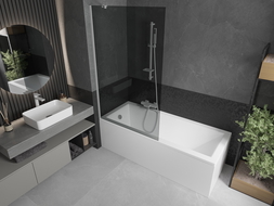 Mexen Next 1-wing bathtub screen 100 x 150 cm, Graphite, White - 895-100-000-00-40-20