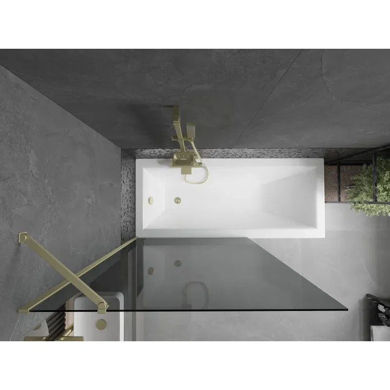 Mexen Next 1-wing bath screen 100 x 150 cm, graphite, gold - 895-100-000-00-40-50