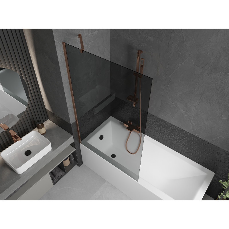 Mexen Next bathtub screen 1-wing 100 x 150 cm, graphite, rose gold - 895-100-000-00-40-60