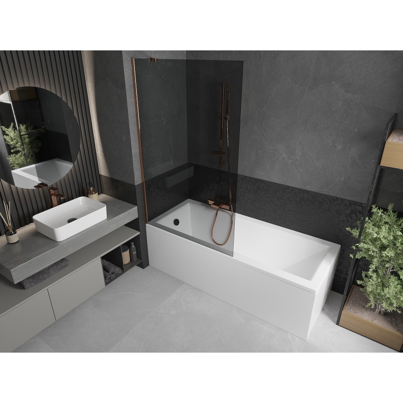 Mexen Next 1-wing bathtub screen 100 x 150 cm, graphite, rose gold - 895-100-000-00-40-60