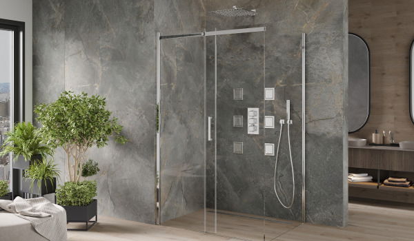 Minimalist Shower Cabin in Stone