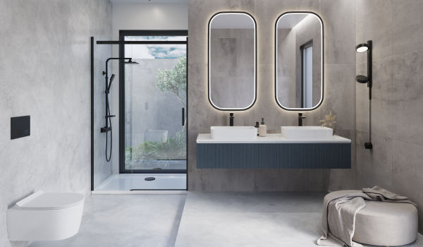 Modern Bathroom with Two Countertop Sinks