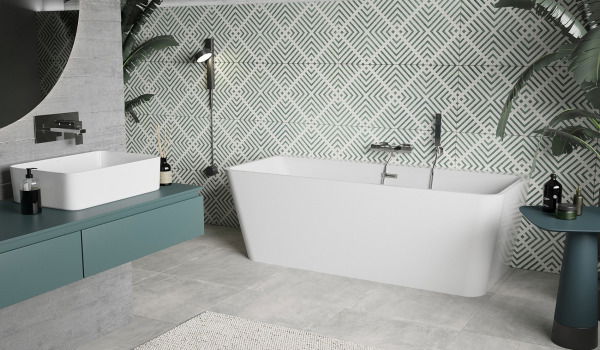 Concrete Bathroom with Boho Style Elements