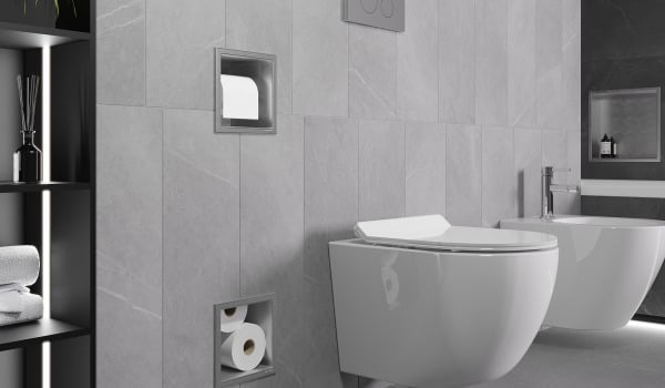 Wall-Mounted Toilet Paper Holder with Built-In Storage