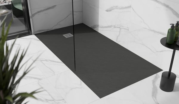 Marble bathroom with a shower tray