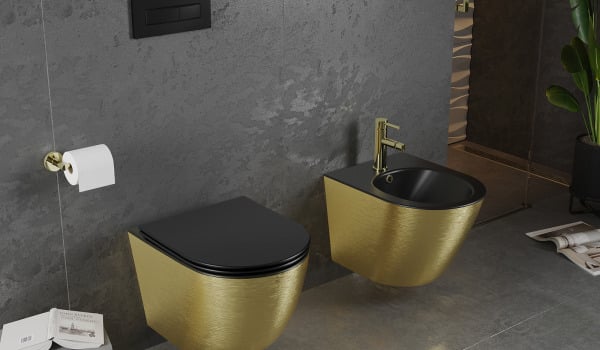 Black and Gold Ceramics for the Bathroom