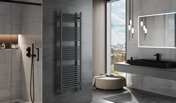 Electric towel warmer in the bathroom