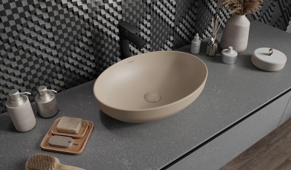 Rustic Bathroom with Natural Shades of Brown and Gray
