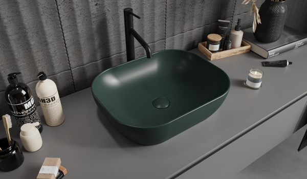 Green countertop sink - a modern accent for the bathroom